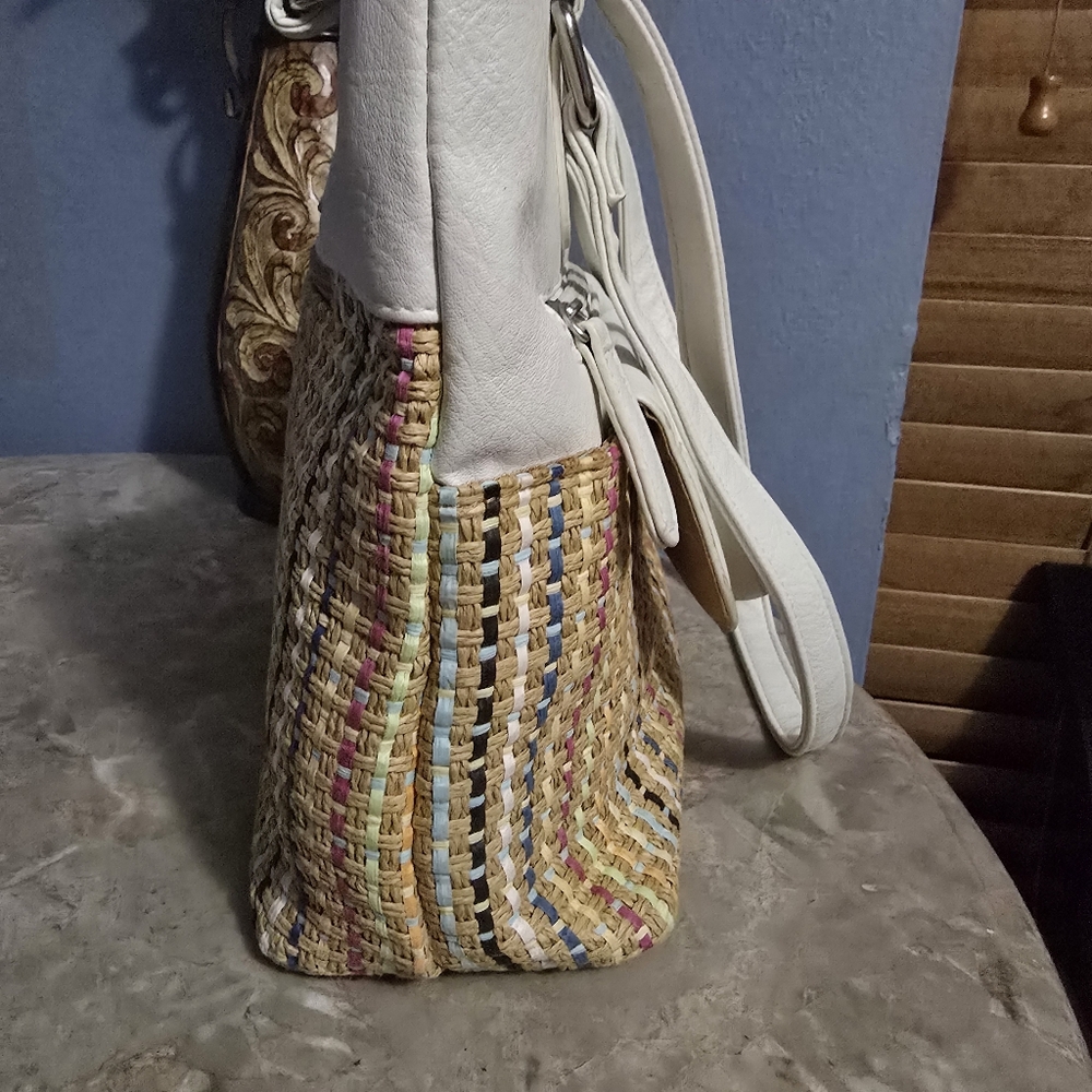 Stone & Co. Cohasset Cream & Multicolor Woven Straw Shoulder Bag - Picture 7 of 16